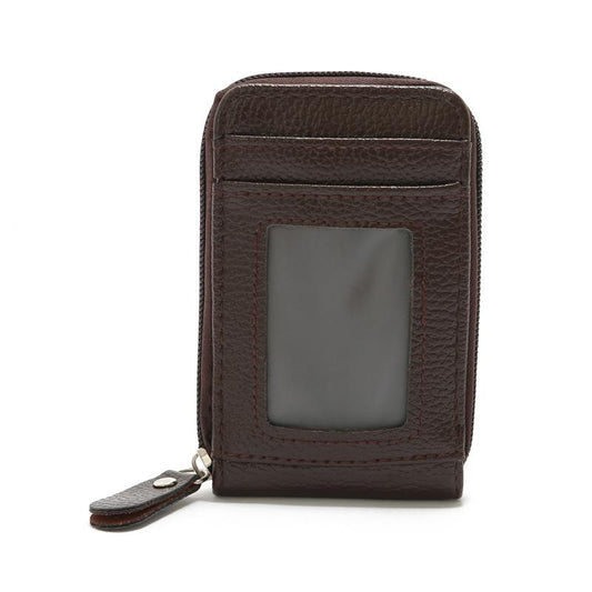 Woven Mini Coin Purse For Ladies Student Id & Card Holder - Brown