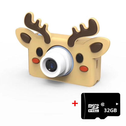 Mini Digital Sport Camera with 8.0mp Lens 2.0 Screen Elk-shaped Case & 32gb Memory for Kids