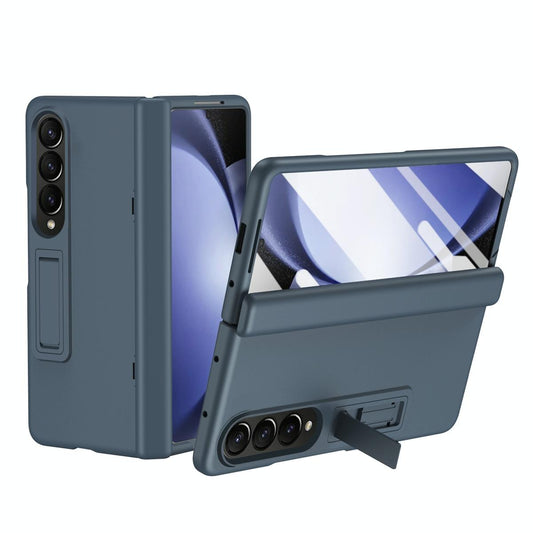 For Samsung Galaxy Z Fold4 5G Shockproof Case With Holder - All-Inclusive - Grey