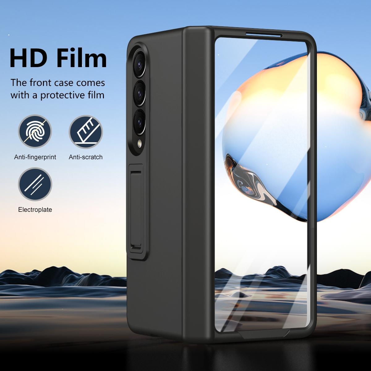For Samsung Galaxy Z Fold4 5G Shockproof Case With Holder - All-Inclusive - Grey