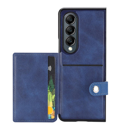 Litchi Pattern Single Button Card Holder Phone Case - Brown