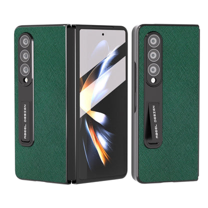 Cross Texture Leather Phone Case with Holder for Samsung Galaxy z Fold 4 5g - Red