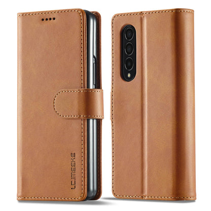 For Samsung Galaxy Z Fold4 5G Calf Leather Phone Case - Red