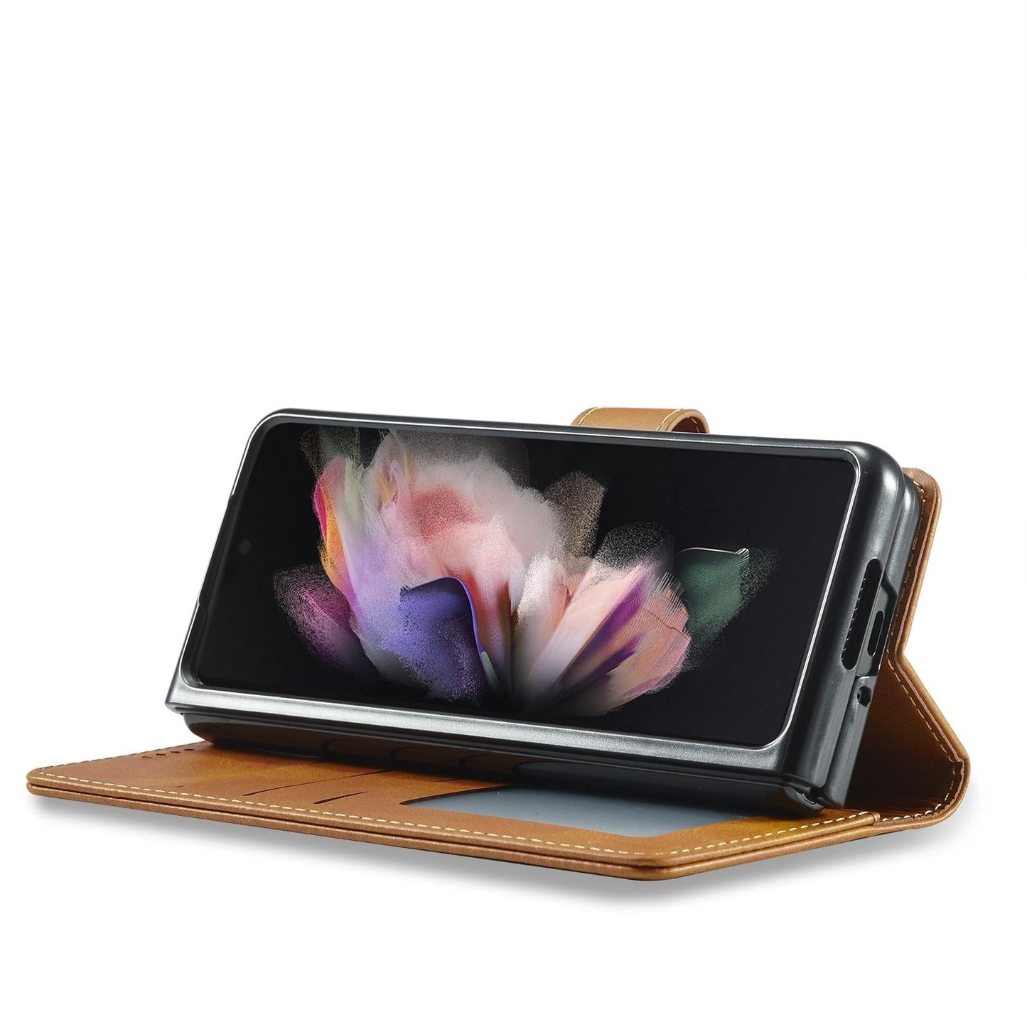 For Samsung Galaxy Z Fold4 5G Calf Leather Phone Case - Red