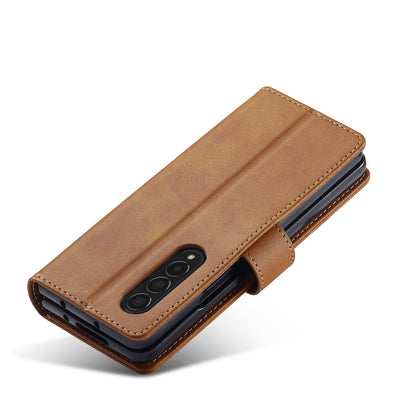 For Samsung Galaxy Z Fold4 5G Calf Leather Phone Case - Red