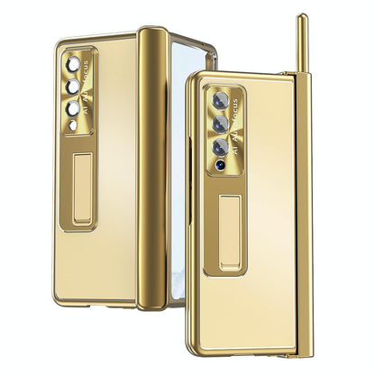 Shockproof Aluminum Double Hinge Case for Samsung Galaxy z Fold 4 - Gold