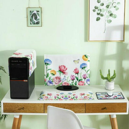 Universal 3-in-1 Desktop Pc Dust Cover - Fits 20-22 Inch - Fascinating Flamingo