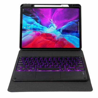 Bluetooth Keyboard Leather Case For Ipad 9.7 2018 / 2017 With Backlight & Three-Fold Holder - Purple