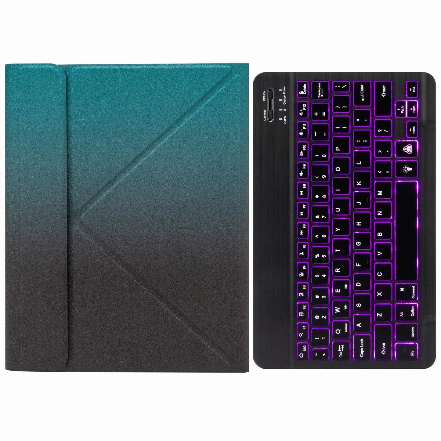 Bluetooth Keyboard Leather Case For Ipad 9.7 2018 / 2017 With Backlight & Three-Fold Holder - Purple