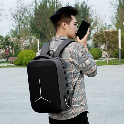 Waterproof Business Laptop Backpack With Usb Port - Multifunctional - Dark Gray - 17 Inch