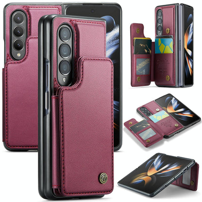 Leather Rfid Phone Case for Samsung Galaxy z Fold 4 5g - Wine Red