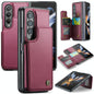 Leather Rfid Phone Case for Samsung Galaxy z Fold 4 5g - Wine Red