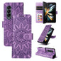 Sunflower Embossed Leather Phone Case for Samsung Galaxy z Fold 4 / 5g - Purple