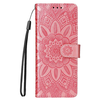 Sunflower Embossed Leather Phone Case for Samsung Galaxy z Fold 4 / 5g - Purple