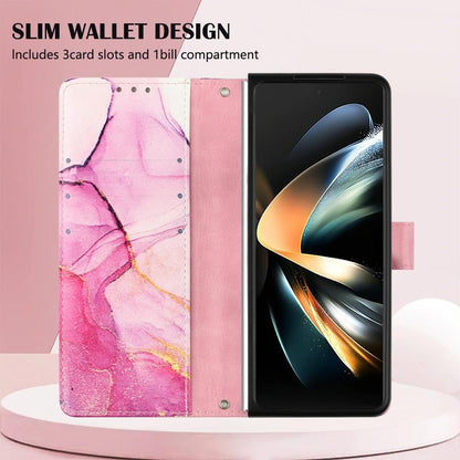 Marble Leather Flip Case for Samsung Galaxy z Fold 4 - Galaxy Marble White Ls004