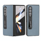 For Samsung Galaxy Z Fold4 5G Leather Phone Case With Holder - Blue