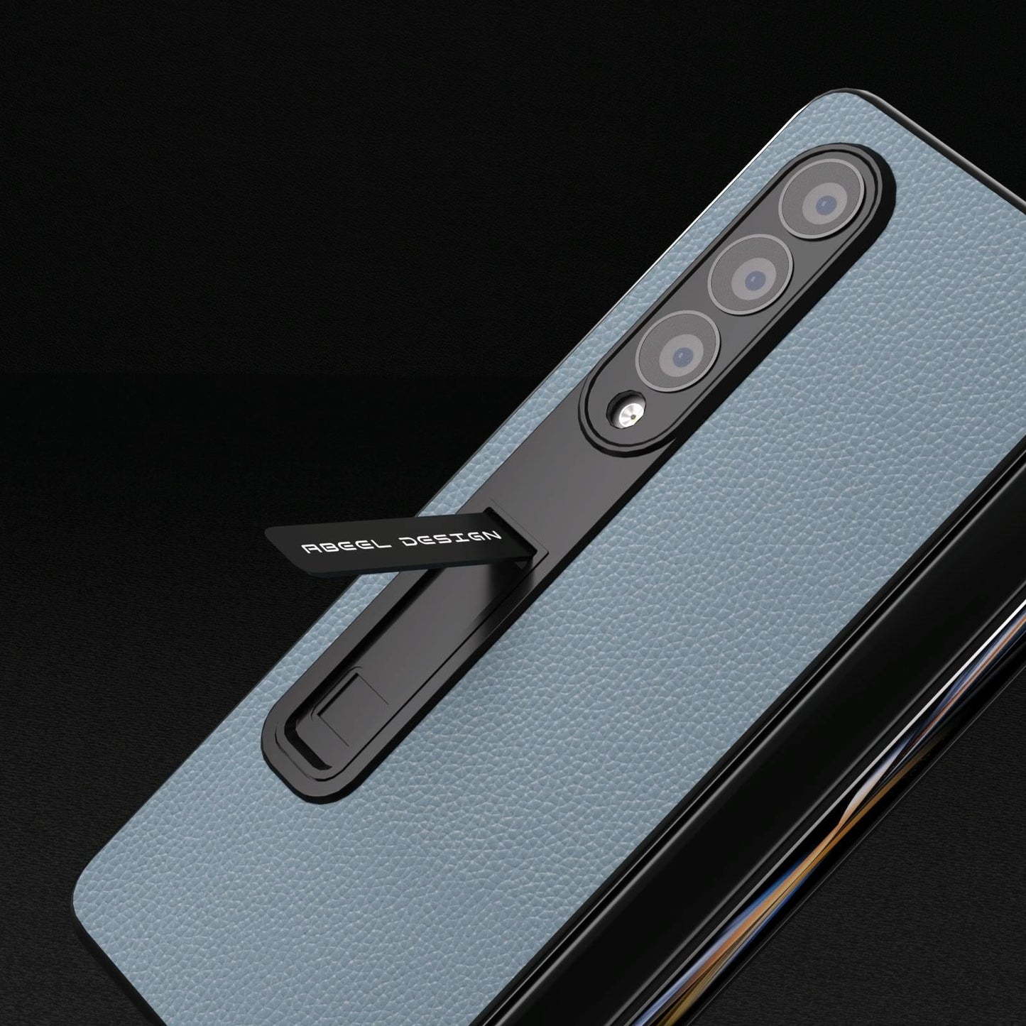 For Samsung Galaxy Z Fold4 5G Leather Phone Case With Holder - Blue
