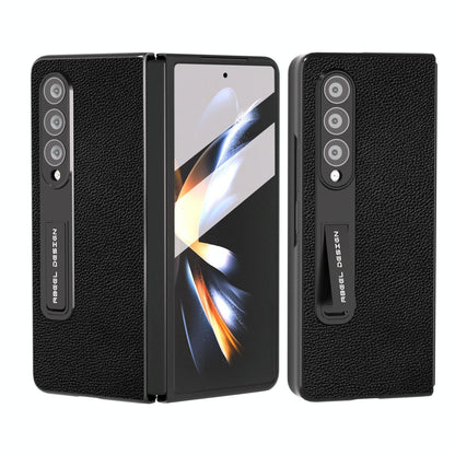 For Samsung Galaxy Z Fold4 5G Leather Phone Case With Holder - Blue
