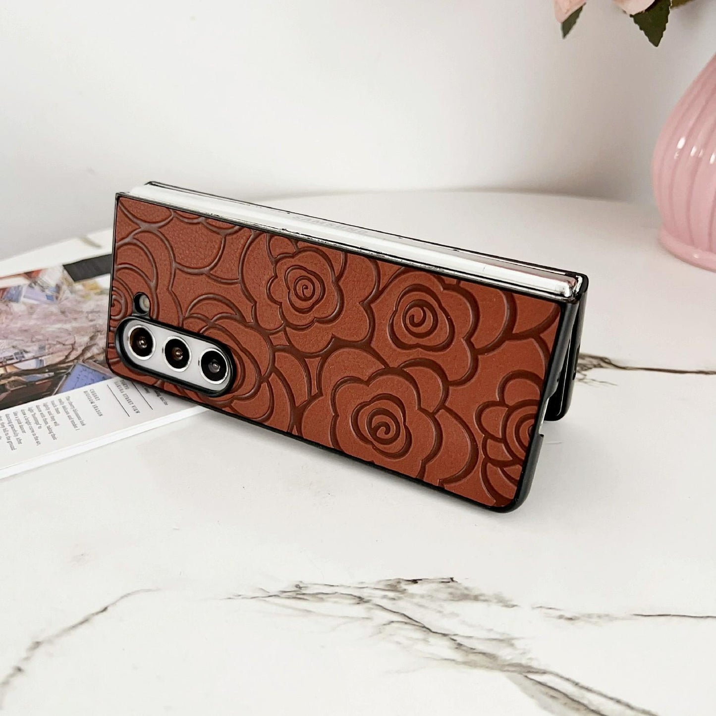 For Samsung Galaxy Z Fold4 5G Floral Print Protective Phone Case - White