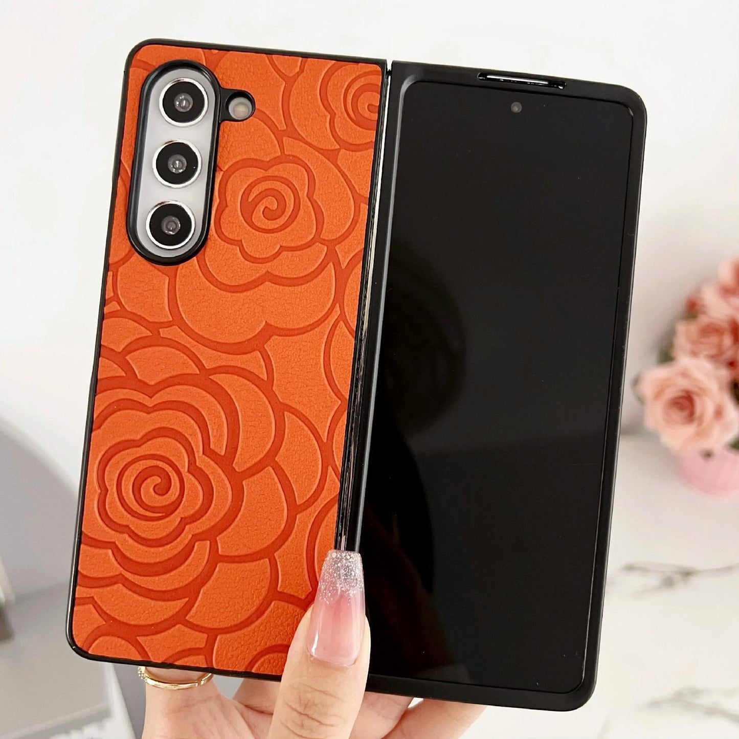 For Samsung Galaxy Z Fold4 5G Floral Print Protective Phone Case - White