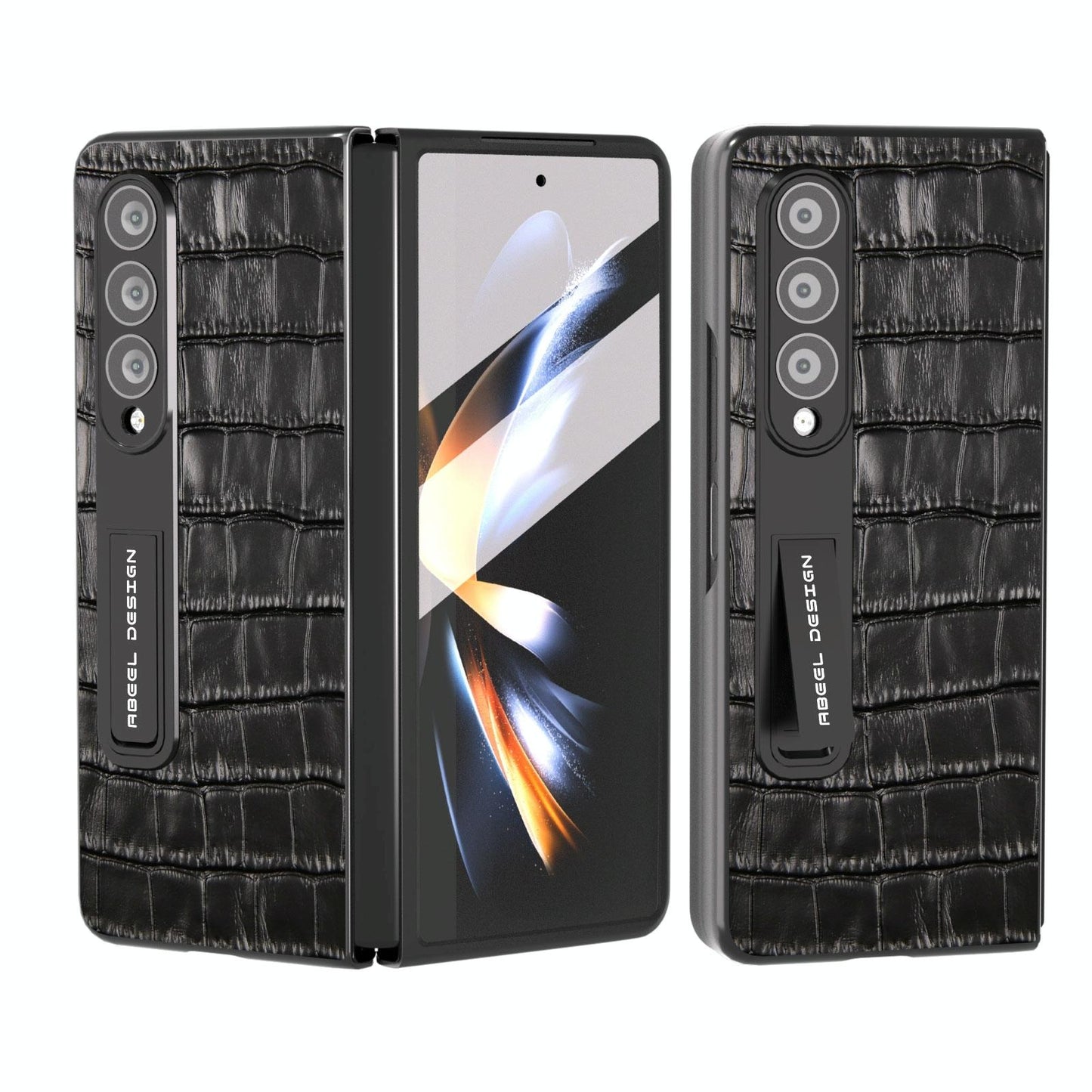 For Samsung Galaxy Z Fold4 5G Premium Leather Phone Case - Crocodile Texture - Blue