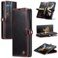 Premium Crazy Horse Leather Phone Case for Samsung Galaxy z Fold 4 - Wine Red