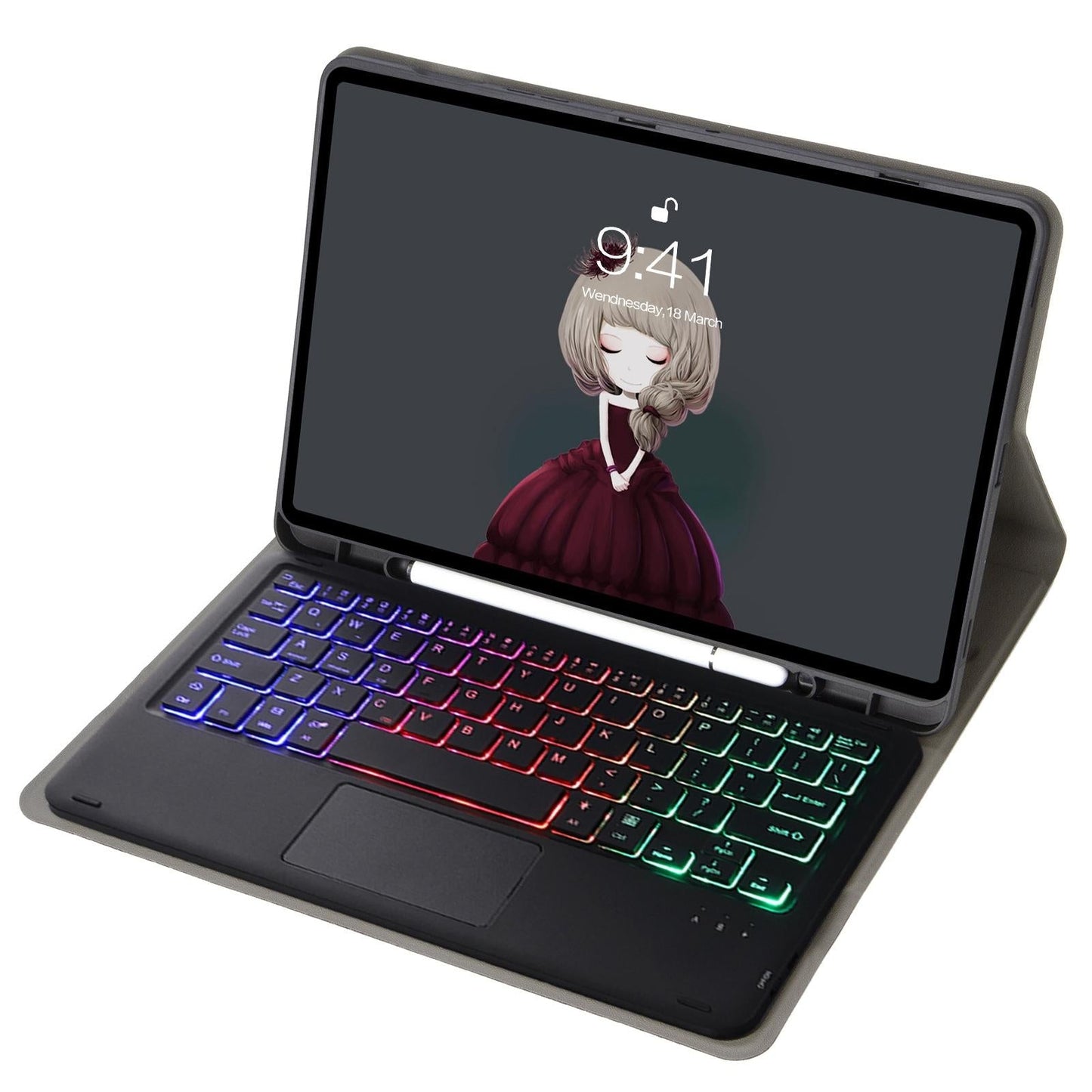 Bluetooth Keyboard Leather Tablet Case For Ipad 10.2 / 10.5 / Air 2019 With Touch Pad & Pen Slot - Rose Gold