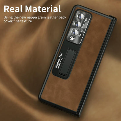 For Samsung Galaxy Z Fold4 5G Napa Texture All-In-One Phone Case - Red