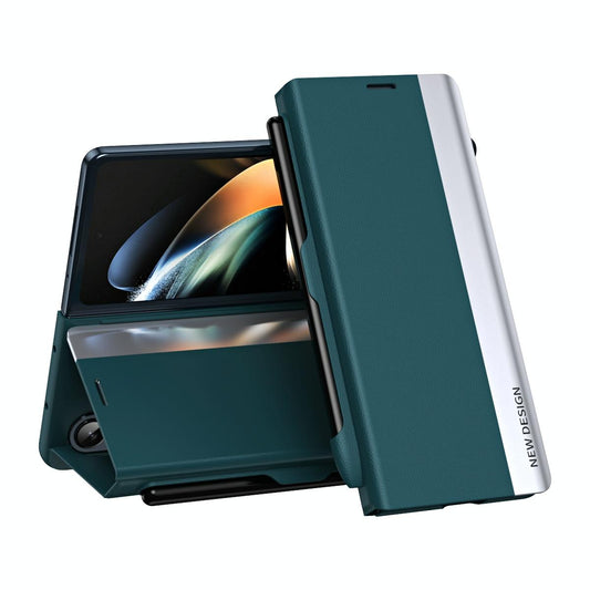Samsung Galaxy z Fold 4 Leather Phone Case with Pen Slot - Shockproof - Green