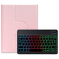 360 Degree Rotatable Bluetooth Keyboard Leather Case With Three-Colour Backlight - Light Purple - For Ipad Air 2022 / Ipad Pro 11 2021