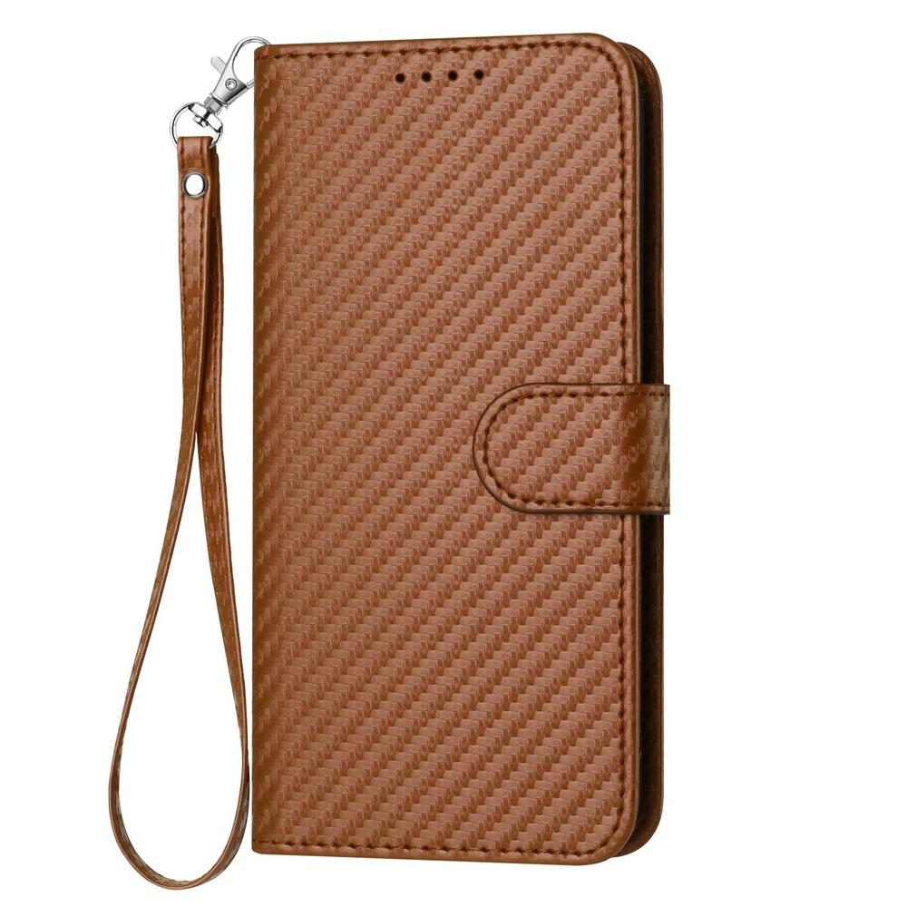 For Samsung Galaxy Z Fold4 5G Carbon Fiber Leather Phone Case With Lanyard - Royal Blue