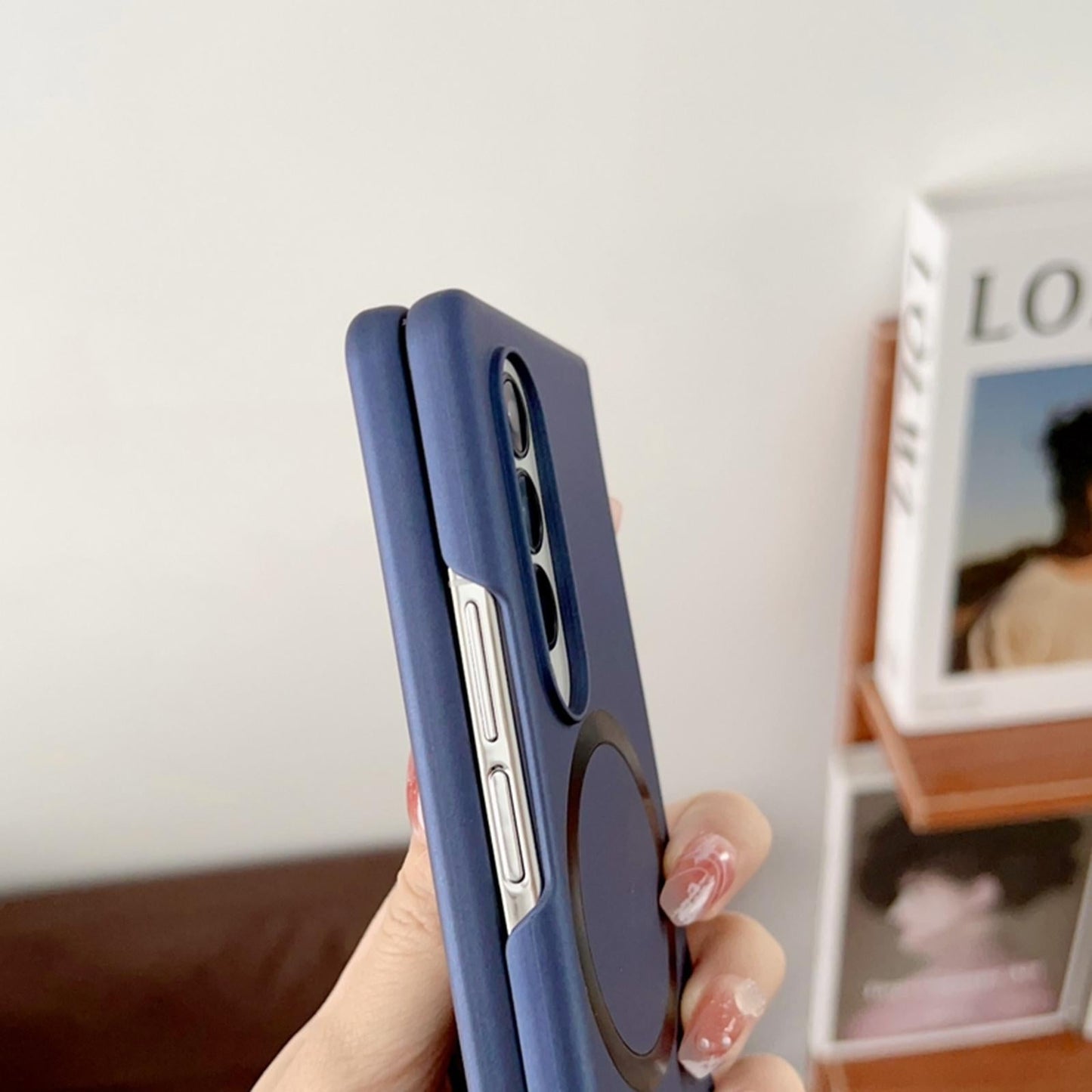 For Samsung Galaxy Z Fold4 5G Shockproof Magnetic Phone Case - Skin Protection - Pink