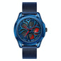 Men Mesh Belt Quartz Watch with 3d Hollow out Wheel - Blue Red