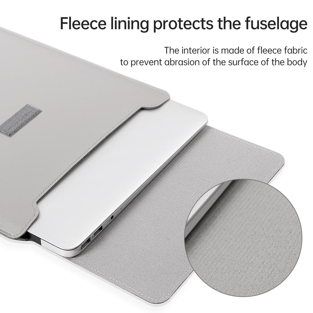 Lightweight Leather Computer Bag - 4-in-1 Portable - Fits 15.4 / 15.6 / 16.1 Inches - Grey