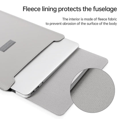 Lightweight Leather Computer Bag - 4-in-1 Portable - Fits 15.4 / 15.6 / 16.1 Inches - Grey