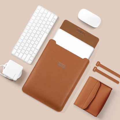 Lightweight Leather Computer Bag - 4-in-1 Portable - Fits 15.4 / 15.6 / 16.1 Inches - Grey
