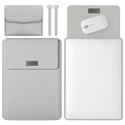 Lightweight Leather Computer Bag - 4-in-1 Portable - Fits 15.4 / 15.6 / 16.1 Inches - Grey