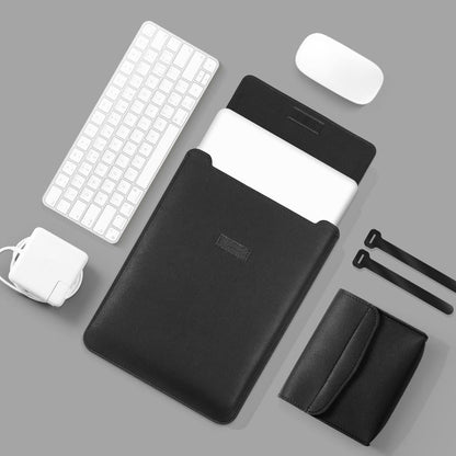Lightweight Leather Computer Bag - 4-in-1 Portable - Fits 15.4 / 15.6 / 16.1 Inches - Grey