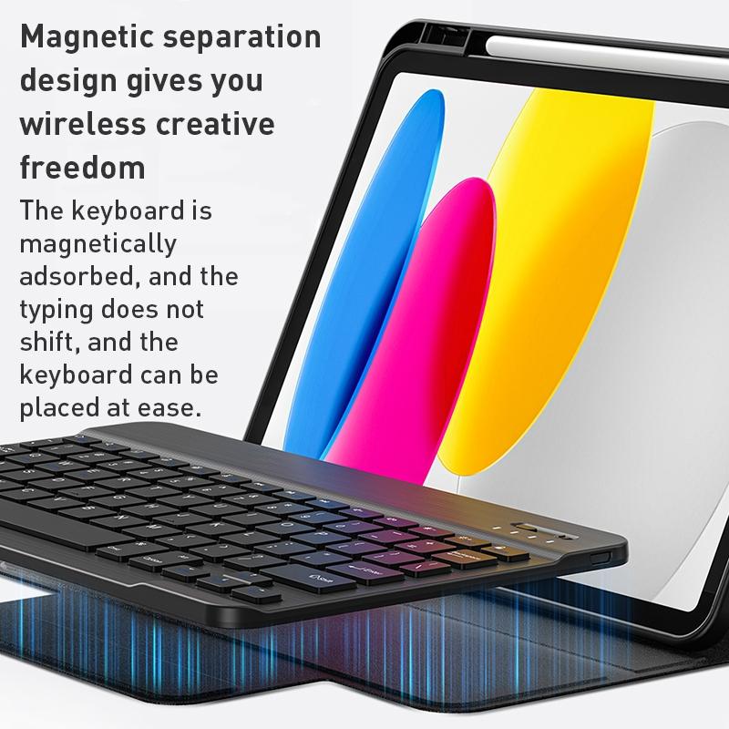 Detachable Keyboard Tablet Case With Magnetic Skin Feel - Blue