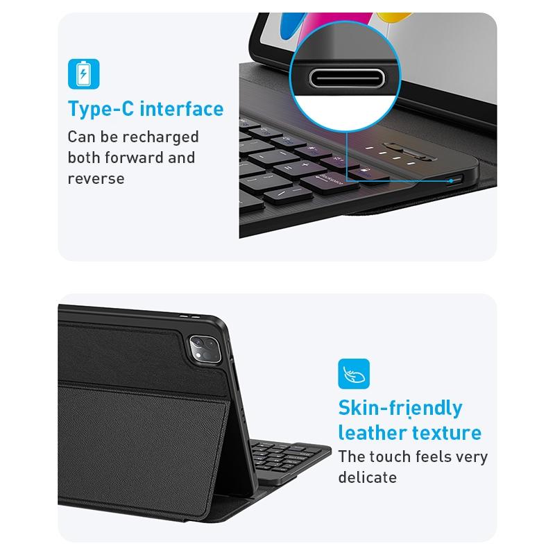 Detachable Keyboard Tablet Case With Magnetic Skin Feel - Blue