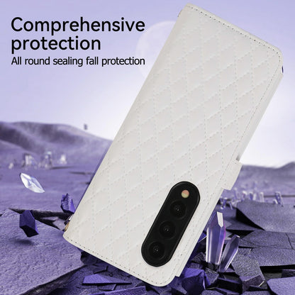 Foldable Diamond Lattice Phone Case for Samsung Galaxy z Fold 4 - Dark Green