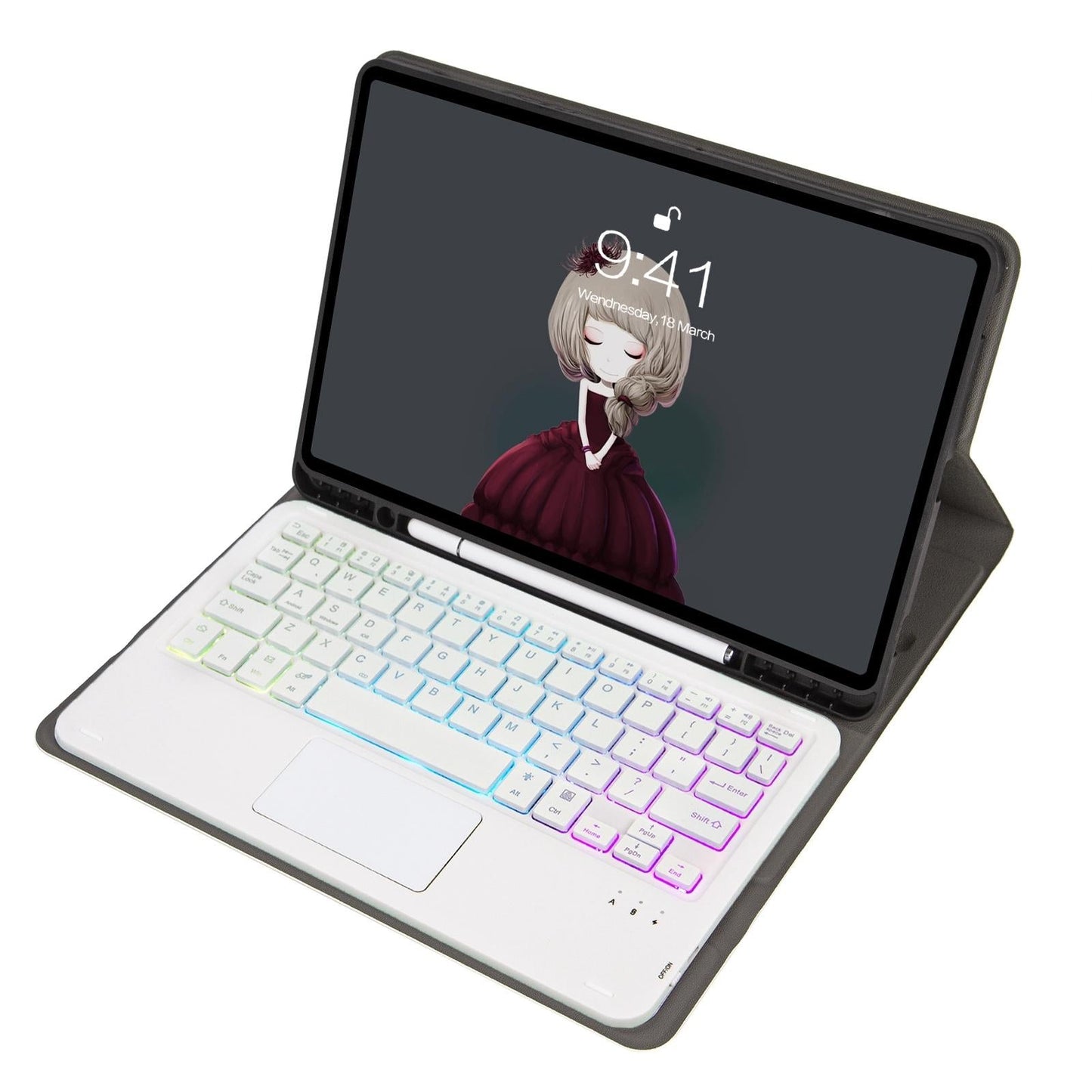 Bluetooth Keyboard Leather Case For Ipad Air / Pro 11 - Touch Pad Backlight Pen Slot - Rose Gold