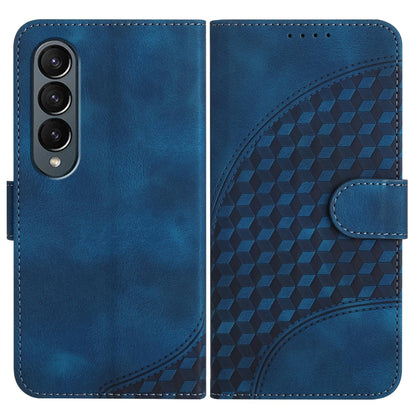 Embossed Elephant Head Phone Case for Samsung Galaxy z Fold 4 5g with Lanyard - Black