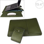15.4 Inch Laptop Sleeve Leather Case with Small Storage Bag - Green