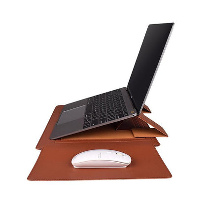 15.4 Inch Laptop Sleeve Leather Case with Small Storage Bag - Green