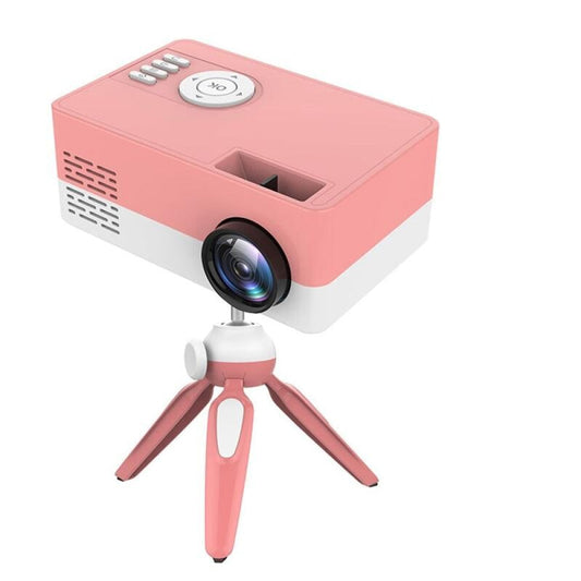 Mini Led Projector With Tripod Mount - Supports Av / Hdmi / Usb / Tf - 1080P Hd - Pink White