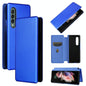 For Samsung Galaxy Z Fold4 5G Carbon Fiber Flip Leather Case - Blue