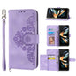Floral Leather Phone Wallet for Samsung Galaxy z Fold 4 - Embossed - Purple