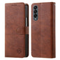 For Samsung Galaxy Z Fold4 5G Leather Texture Phone Case - Pu Tpu - Brown