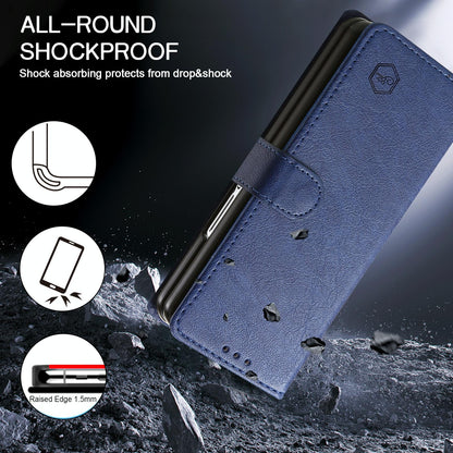 For Samsung Galaxy Z Fold4 5G Leather Texture Phone Case - Pu Tpu - Brown